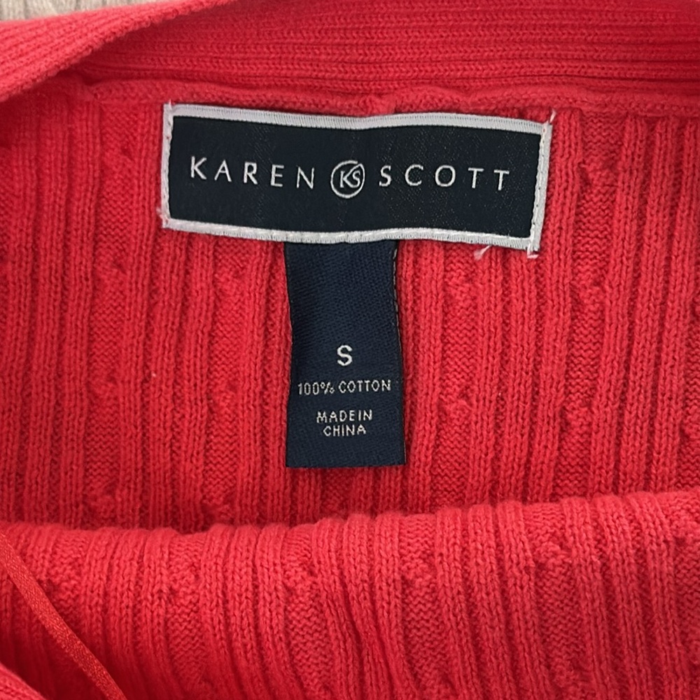 Karen Scott Pink and White Crew Neck knit top size small - Picture 4 of 6